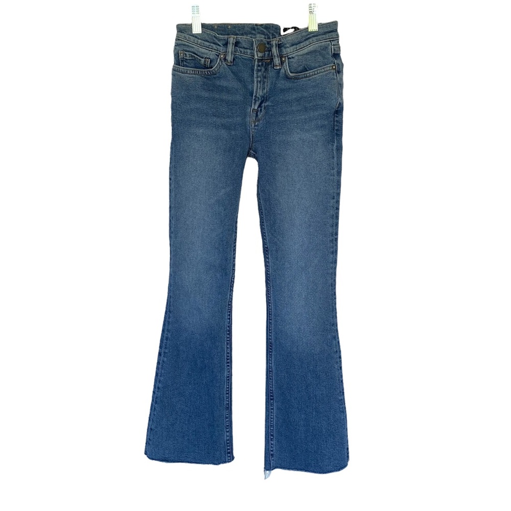 All Saints Zoe Cropped Bootcut Jeans in Light Indigo Blue - Picture 3 of 9